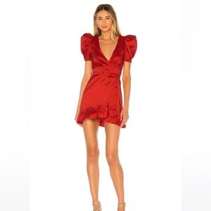 Lovers + Friends Red Ella Wrap Dress XXS